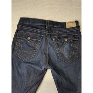 True Religion Ricky Relaxed Straight Jeans Mens 34 Dark Wash Made in USA Indigo